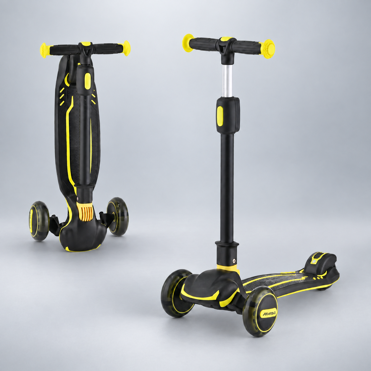 Kids scooter model 1001 in black and yellow