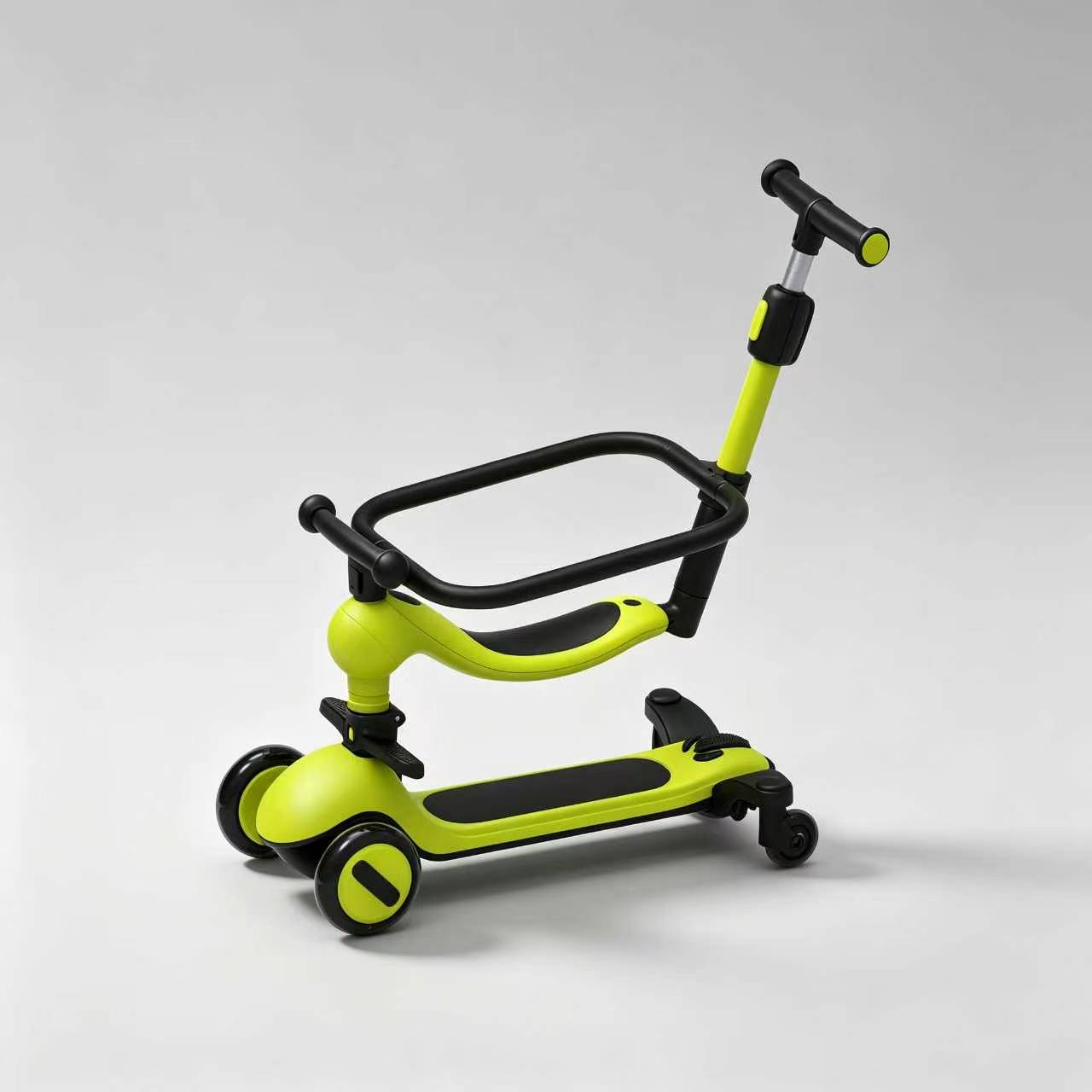 Lime green multi-function kids scooter