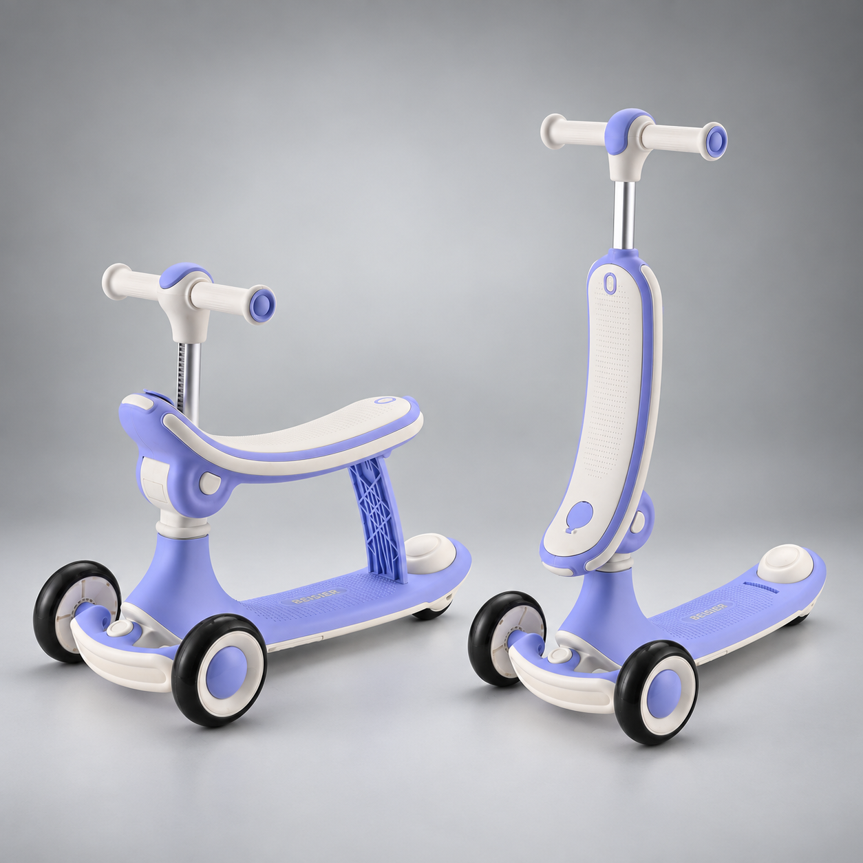 Purple seat-mode kids scooter